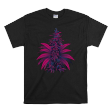 (Medium, Black) Cannabis Plant Purple Men Women Unisex Top T Shirt