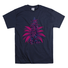 (Small, Navy) Cannabis Plant Purple Black Women T Shirt Top