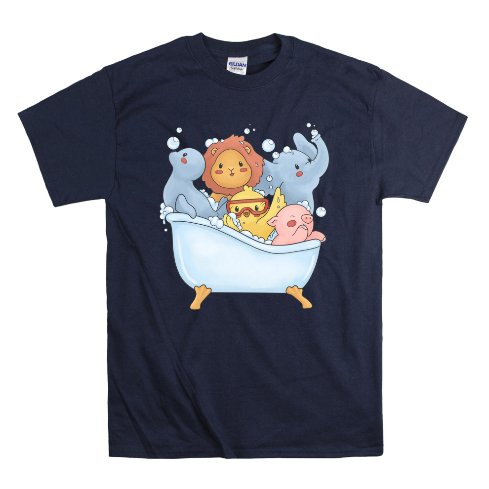 XXX-Large, Navy) Cute Baby Animals Bath Men Women Unisex Top T Shirt on  OnBuy