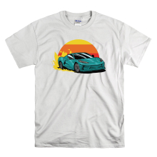 (Medium, White) Sport Car Drift Super Men Women Unisex Top T Shirt