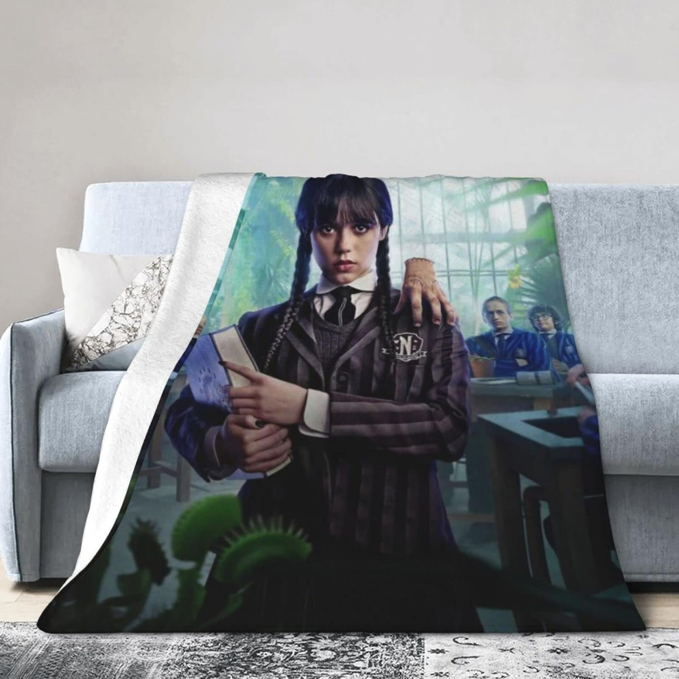 (125CM X 100CM) Jenna Wednesday Ortega Addams Printed  Lightweight Super Soft Micro Fleece Throw s Fit Couch Bed Living Room Sofa Chair 50x40 Inch