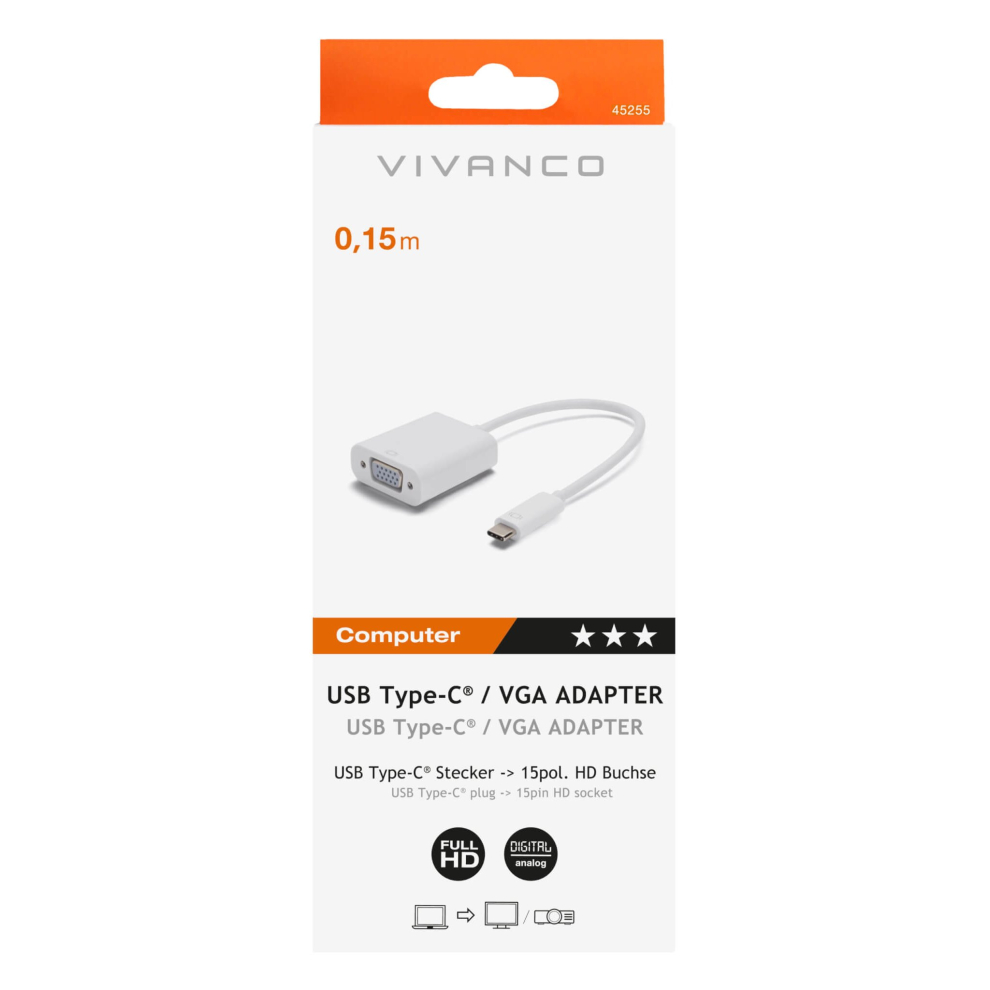 Vivanco USB Type C  plug to VGA socket adapter