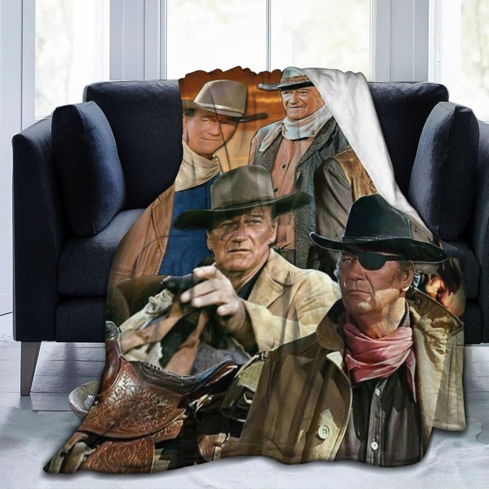 (125CM X 100CM) John Actor Wayne , Ultra Soft Lightweight Flannel Fleece Throw s Warm Air Conditioning  For Couch Sofa Bed 60x50 Inch