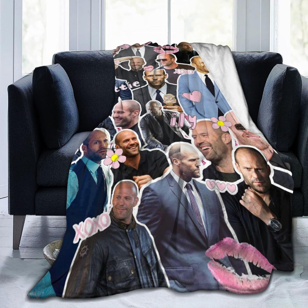 (125CM X 100CM) Jason Actor Statham Printed  Throw Lightweight Super Soft Micro Fleece Throw s Fit Couch Bed Living Room Sofa Chair 50x40 Inch