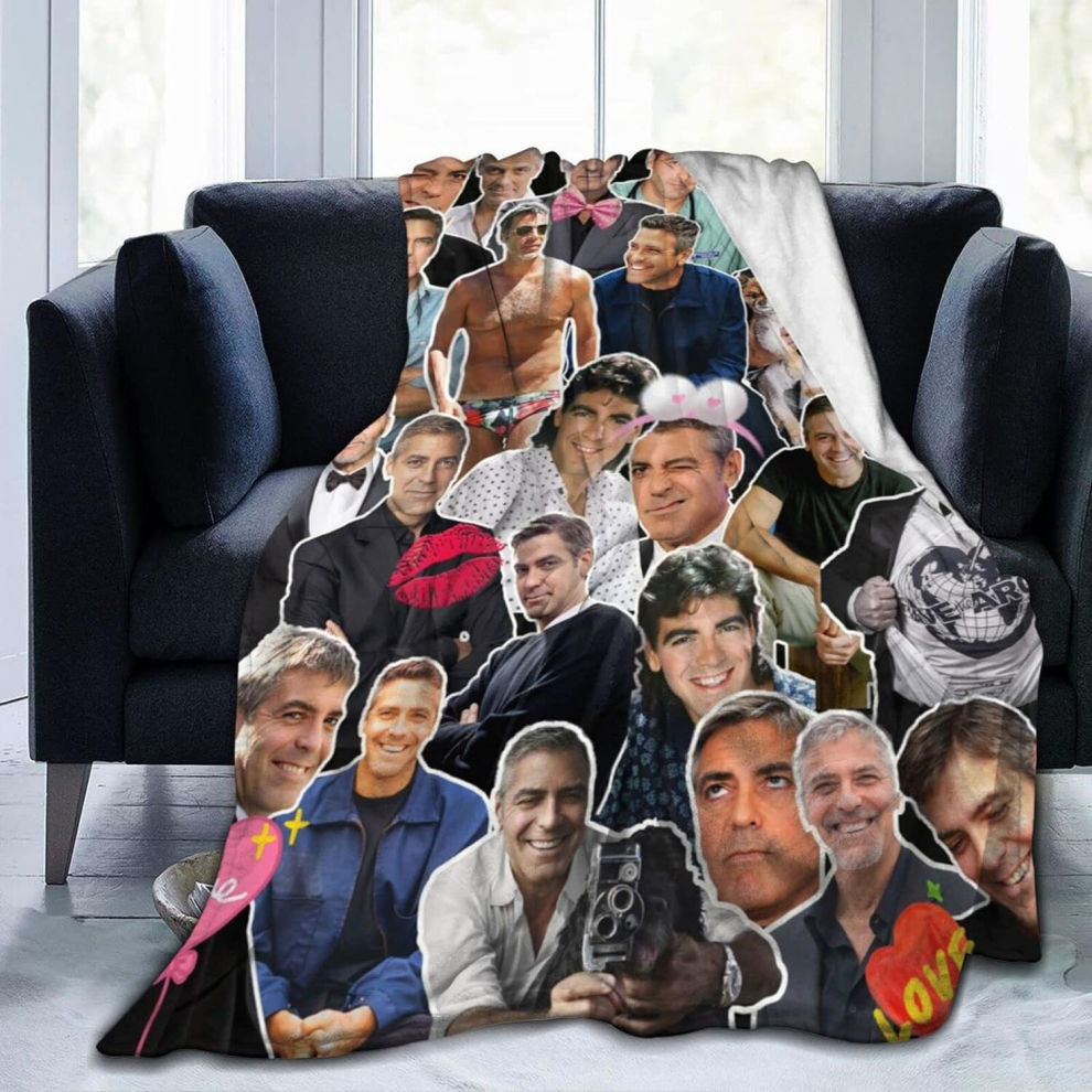 (125CM X 100CM) George Clooney Soft and Comfortable Warm Fleece  for Sofa,Office Bed car Camp Couch Cozy Plush Throw s Beach s 60X50 in