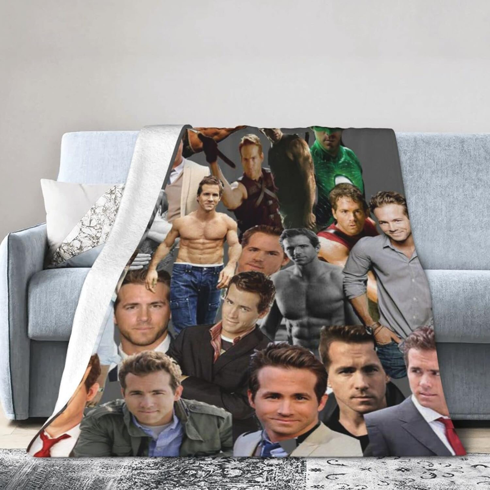 (125CM X 100CM) Ryan Actor Reynolds Printed  Lightweight Super Soft Micro Fleece Throw s Fit Couch Bed Living Room Sofa Chair 50x40 Inch