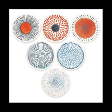 Set of 6 Coasters for Drinks Absorbing Round Ceramic Stone Coaster with Cork Base Tabletop Protection Mat