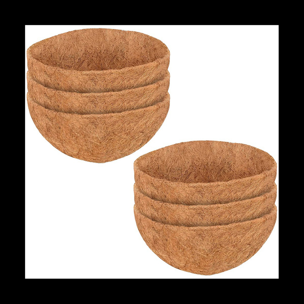 6 Pcs Round Coconut Liner Natural Coconut Fiber Basket Coconut Replacement Liner for Hanging Baskets Planters Flowers