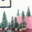 25PCS Miniature Artificial Christmas Trees 5 Sizes,with Wooden Base 5