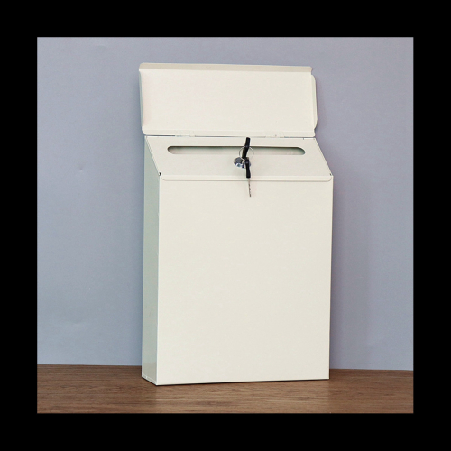 Outdoor Wall-Mounted Locking Mailbox with Key Drop, Holds Letters & Newspapers, Rust-Resistant Iron, White 1