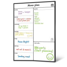 Fridge Calendar Meal Planner and Shopping List White Board