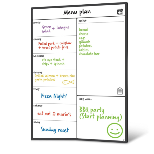 Fridge Calendar Meal Planner and Shopping List White Board