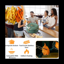 Kitchen Deep Frying Pot Oil Fryer with A Thermometer and A Lid