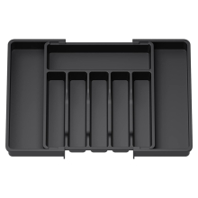 Cutlery Drawer Organiser, Expandable Utensil Tray for Kitchen, Black