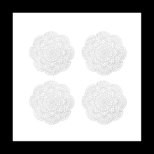 4PCS 8.6 Inch Doilies Crochet Round Lace Doily Handmade Placemats Cotton Crocheted Coasters (White)
