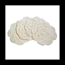 4PCS 8.6 Inch Doilies Crochet Round Lace Doily Handmade Placemats Cotton Crocheted Coasters (Beige)