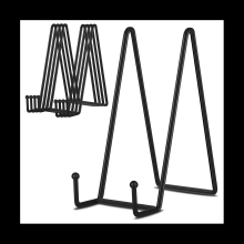 8 Inch 5 Pack Black Metal Display Stands Plate Stand Plate Holder Display Stands for Picture, Decorative Plate, Book