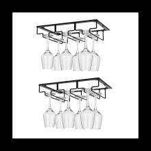 Wine Glass Hanger Rack Under Cabinet Stemware Wine Glass Holder,Black