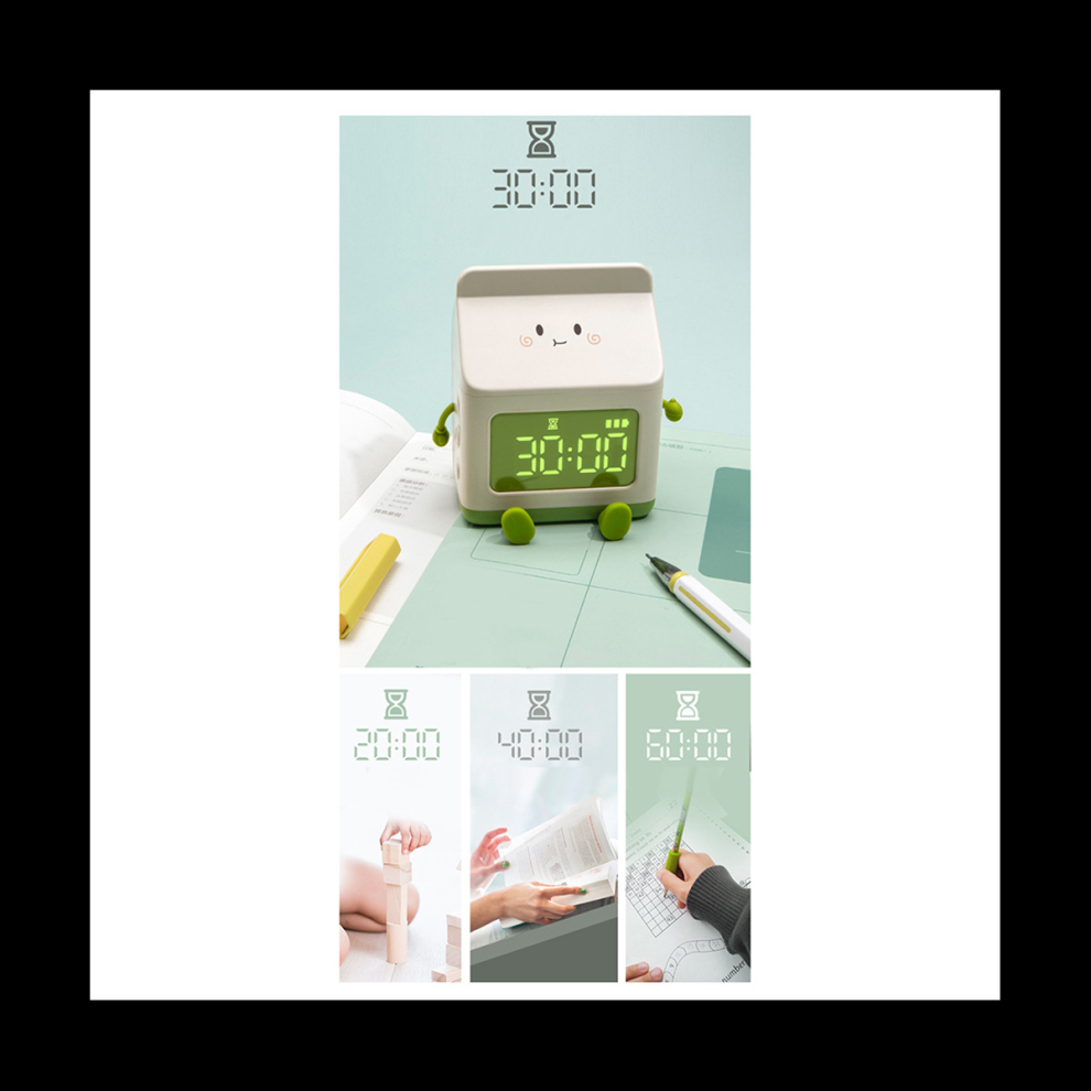 Tlily Milk Carton Alarm Clock Wind Milk Carton Electronic Led Smart Clock Bedroom Bedside Dormitory Student Clock Pink