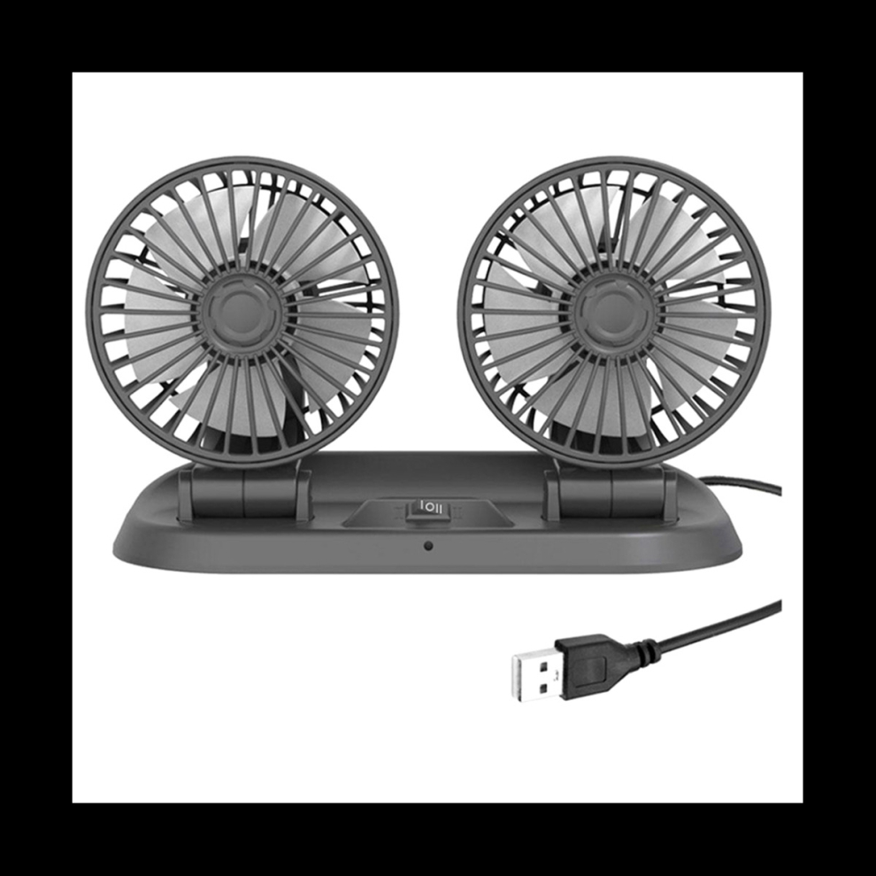 Car Fan Truck Strong Wind Usb Interface Multi-Function Double-Headed Electric Fan Black 4763391297836