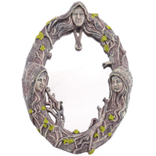 Triple Moon Goddess Wall Mirror Wall-Mounted Mirror with Five-Pointed Retro Hanging Mirror