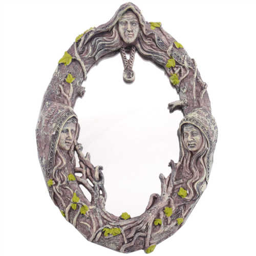 Triple Moon Goddess Wall Mirror Wall-Mounted Mirror with Five-Pointed Retro Hanging Mirror