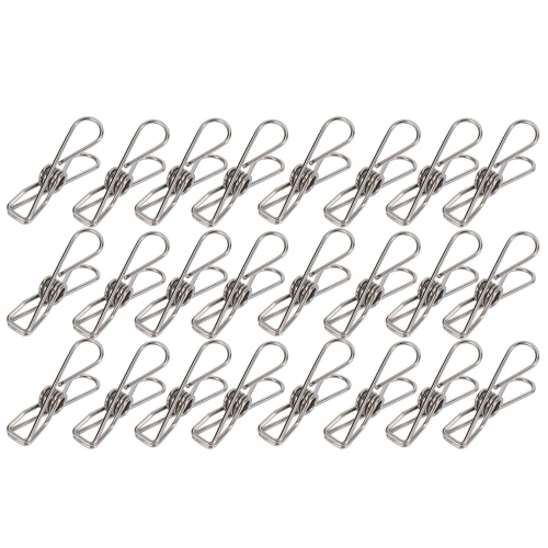 24 Pcs Stainless Steel Wire Clip, Multi-Function Clip, Utility Clip Pins Hanging Clip Office Fastener, Metal Wire Clip for Clothes Clothes Drying