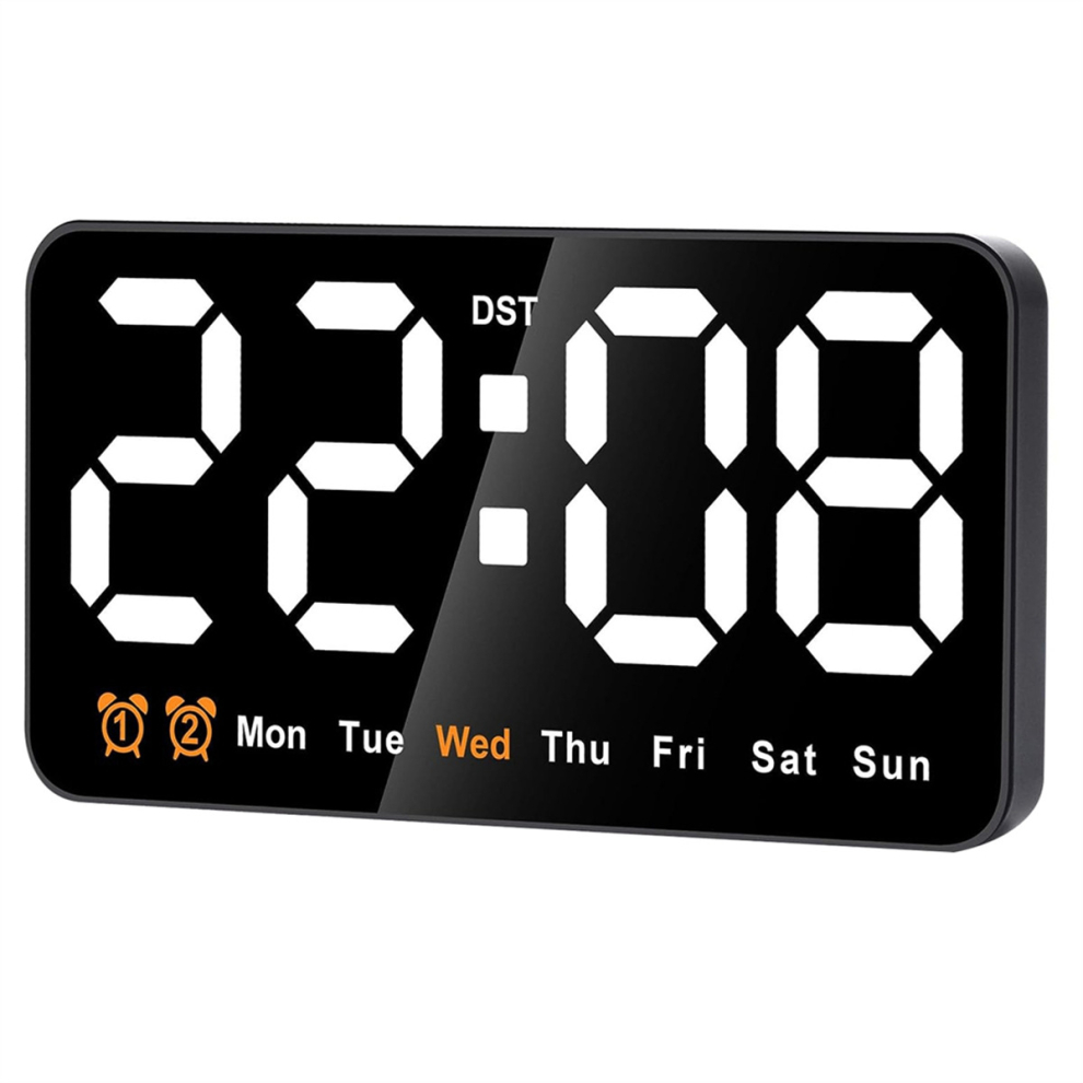 Tlily Digital Wall Clock, 9Inch Led Digital Clock Display With 12/24H, Big Digits,Small Silent Wall Clock(White)