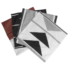 18X18 Inch Modern Design Short Plush Black White Geometric Faux Leather Set (18 inch X 18 inch)
