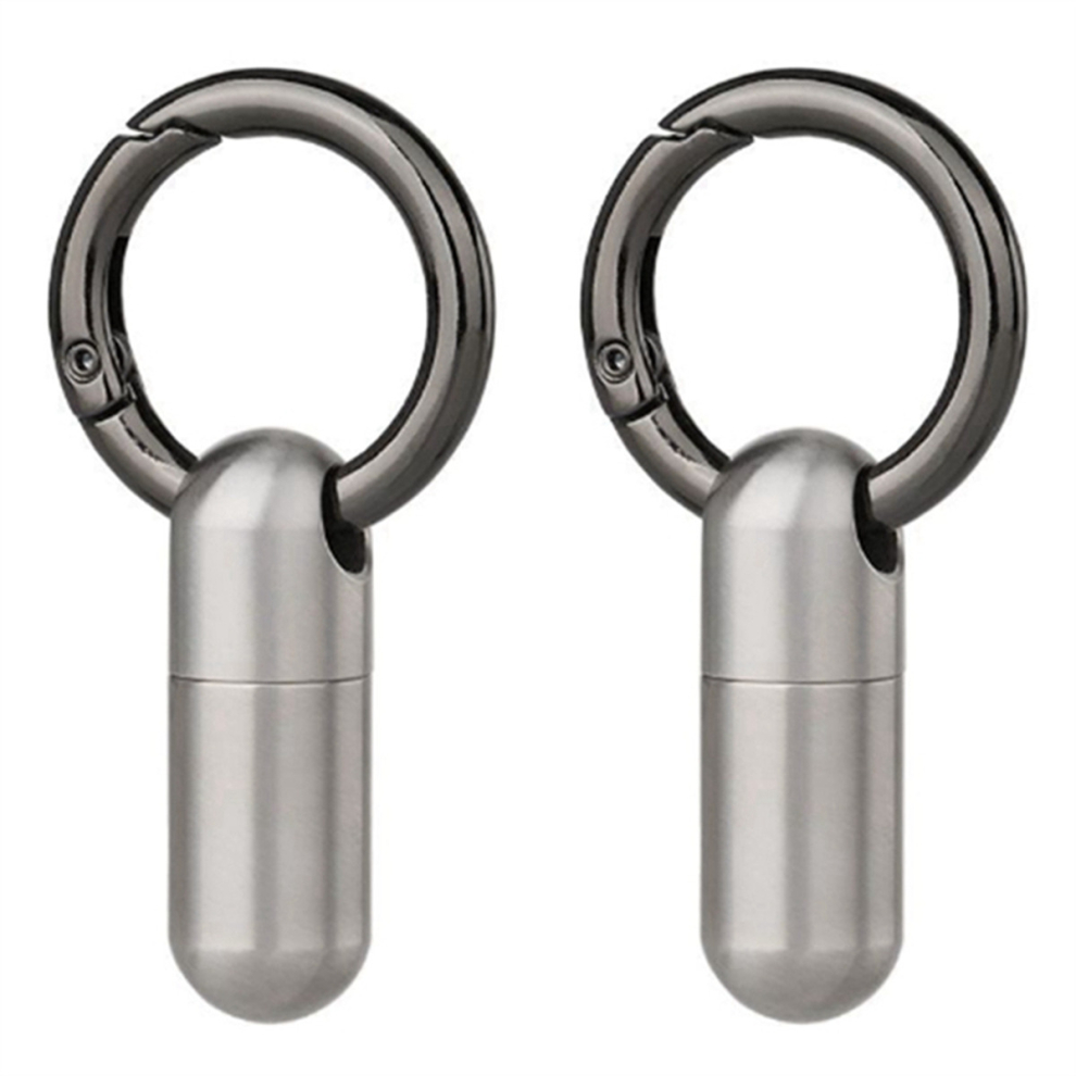 Tlily 2Pcs Waterproof Stainless Steel Pill Box Pill Bottle Cache Pill Box Container Keychain Pill Box Health Care