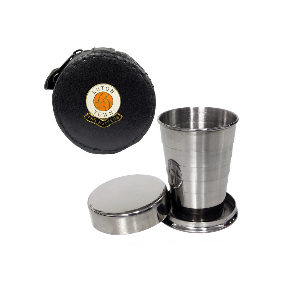 2oz Collapsible Drinking Cup With Leather Luton Town Football Club Case