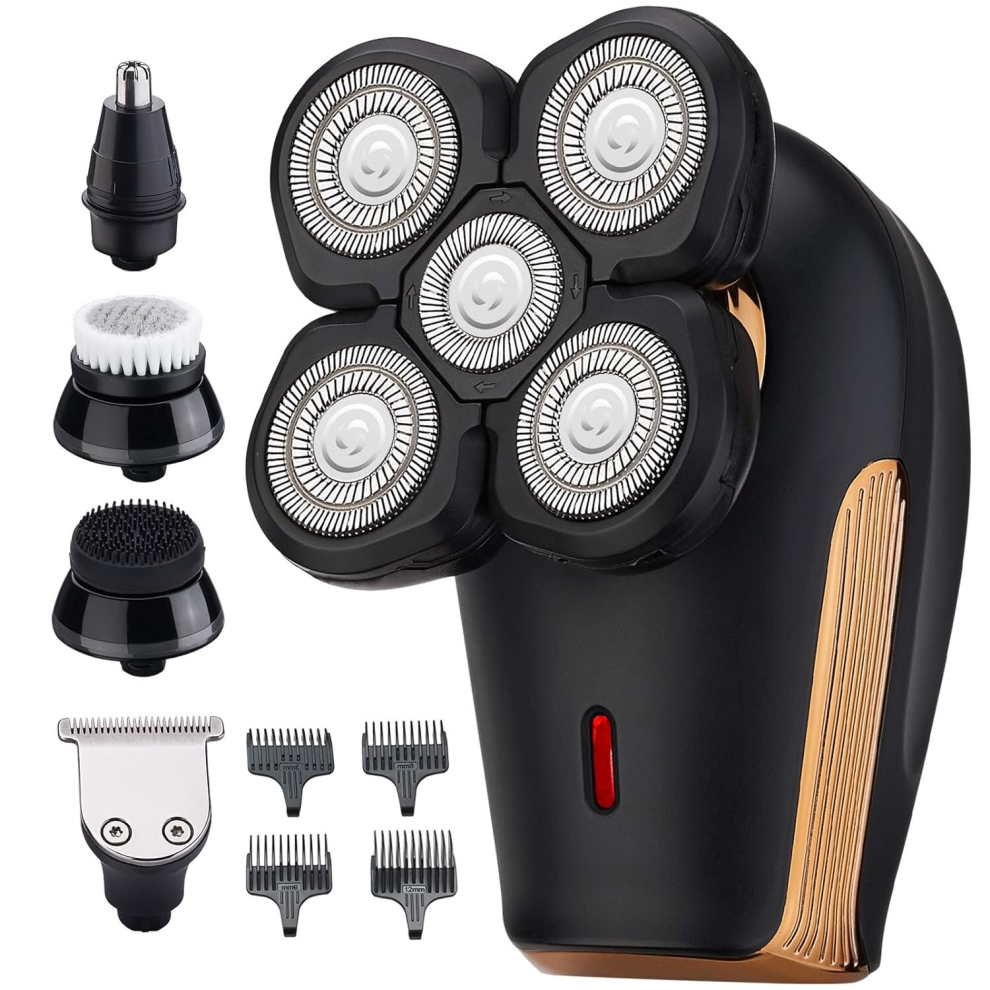 Tianfu Head Shavers For Bald Men, Electric Rotary Shaver With Multi-Function, 4D Floating 5 Head Waterproof Mens Shaving Razors