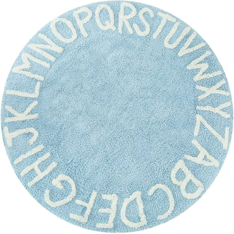 ABC Kids Rug Alphabet Educational Area Rugs for Infant Toddlers - Baby Play & Sleeping Plush Mat-(Light blue letters 60cm)