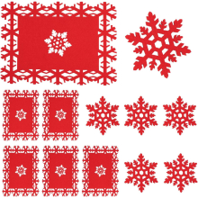 12 Pieces Of Christmas Table Placemats And Coasters 12 Pieces Of Placemats And Coasters Red Snowflake