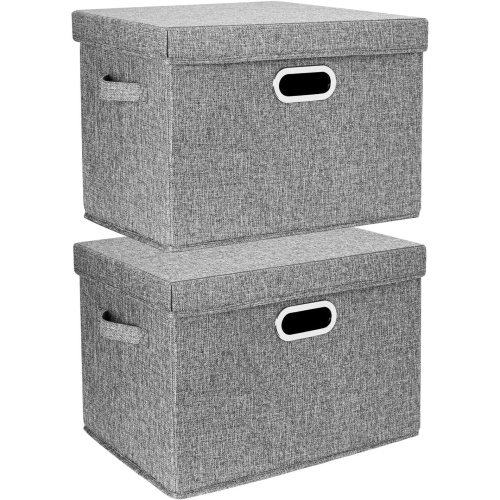 Pack Large Storage Box with Lid and Handle, Foldable Cube Storage Boxes Washable