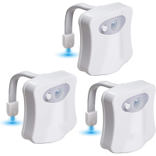 Toilet Night Light 3Pack Activated LED Light 8 Colors Changing Toilet Bowl Nightlight for Bathroom Battery Not Included