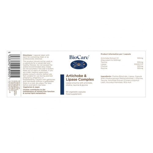 BioCare Artichoke & Lipase Complex 90's 2