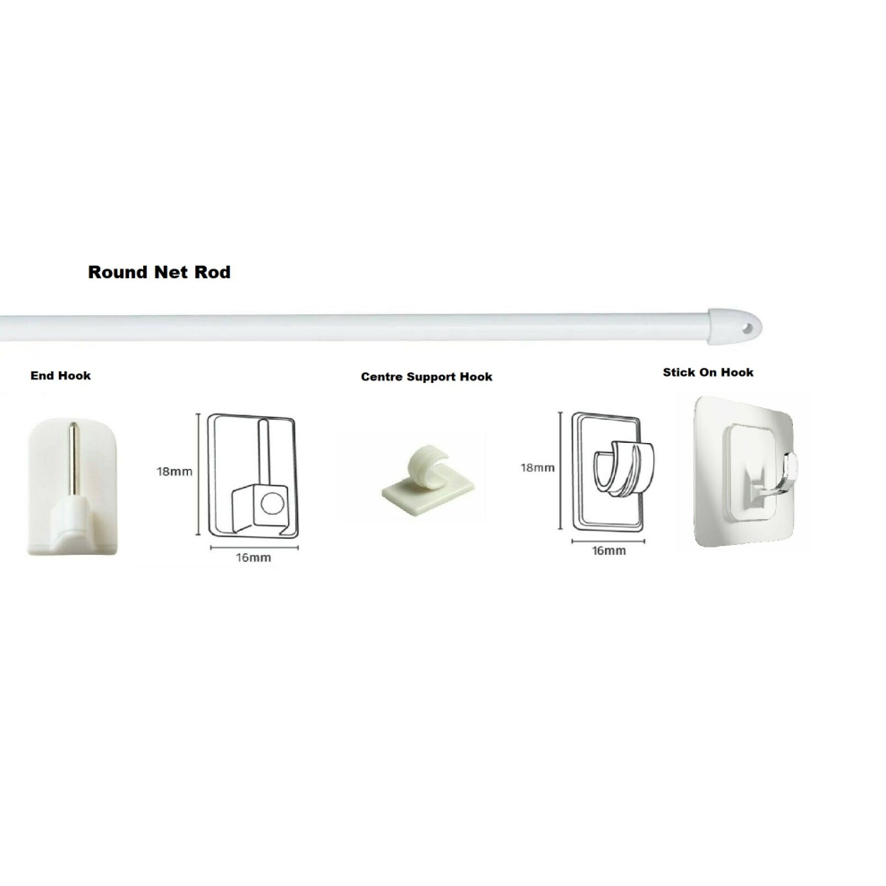 (40cm - 60cm) Extendable Telescopic White Net Curtain Rod