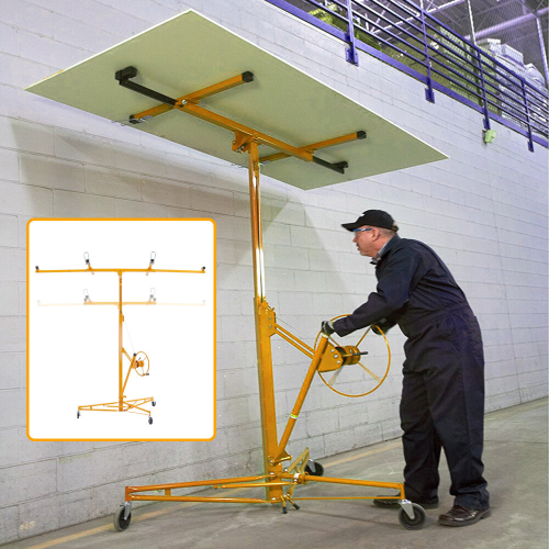 Living And Home (Yellow) 16FT Rolling Drywall Lifter Panel Hoist Jack Tool 1