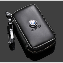 (BMW) Fashion Anti-Scratch Leather Car Key Bag Fob Cover Chain Bag Protector