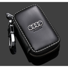 (AUDI) Fashion Anti-Scratch Leather Car Key Bag Fob Cover Chain Bag Protector