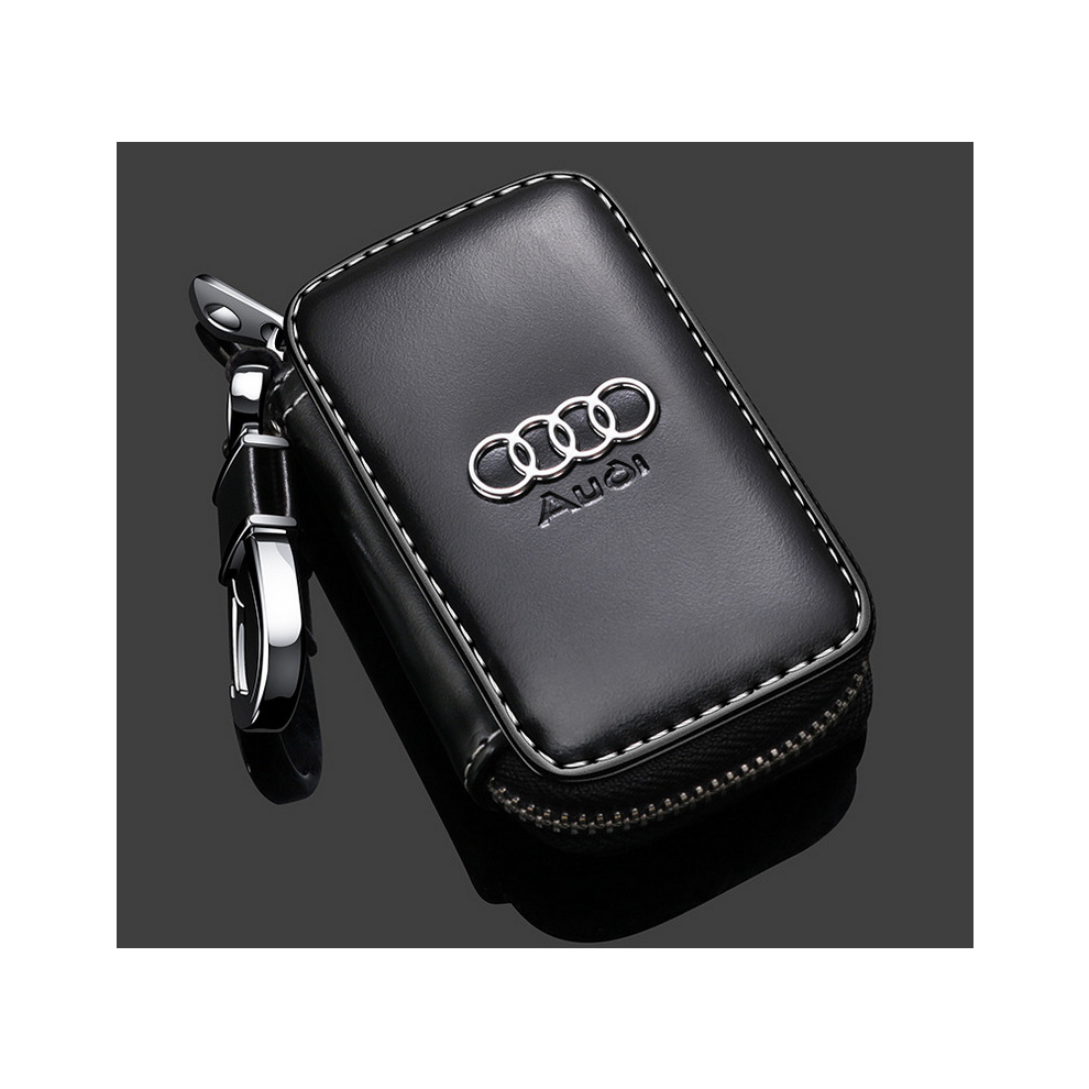 (AUDI) Fashion Anti-Scratch Leather Car Key Bag Fob Cover Chain Bag Protector