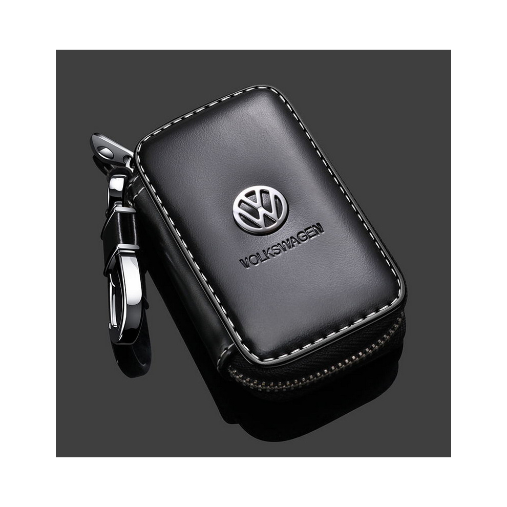 Newjass (Volkswagen) Fashion Anti-Scratch Leather Car Key Bag Fob Cover Chain Bag Protector