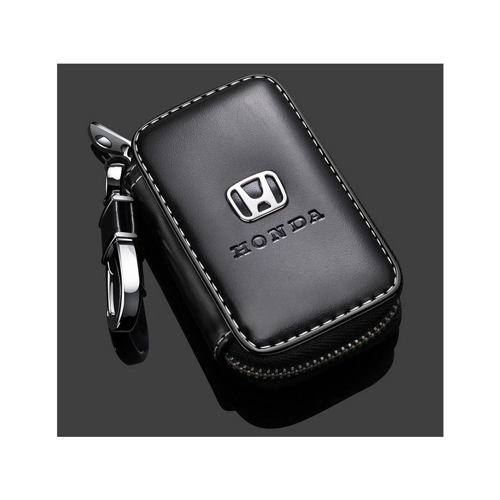 (Honda) Fashion Anti-Scratch Leather Car Key Bag Fob Cover Chain Bag Protector 5601103455695