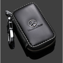 (BENZ) Fashion Anti-Scratch Leather Car Key Bag Fob Cover Chain Bag Protector