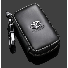 (TOYOTA) Fashion Anti-Scratch Leather Car Key Bag Fob Cover Chain Bag Protector