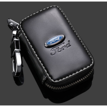(FORD) Fashion Anti-Scratch Leather Car Key Bag Fob Cover Chain Bag Protector