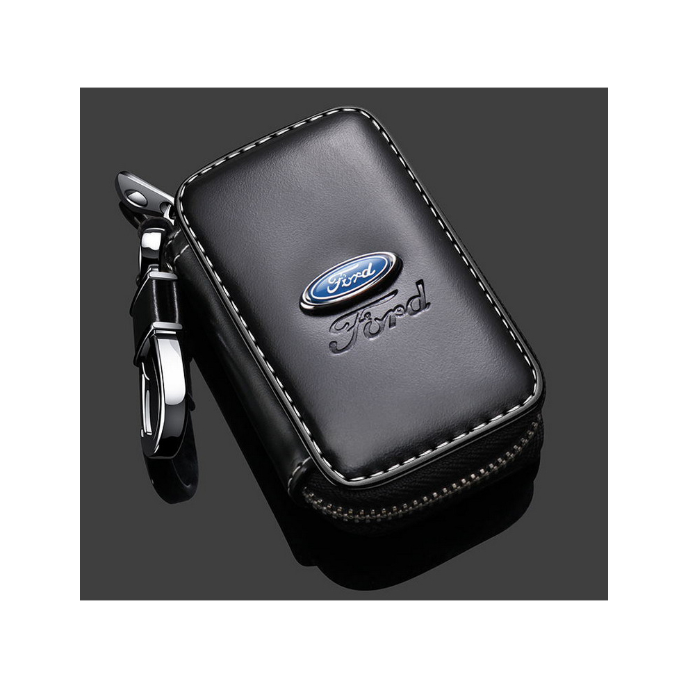 (FORD) Fashion Anti-Scratch Leather Car Key Bag Fob Cover Chain Bag Protector