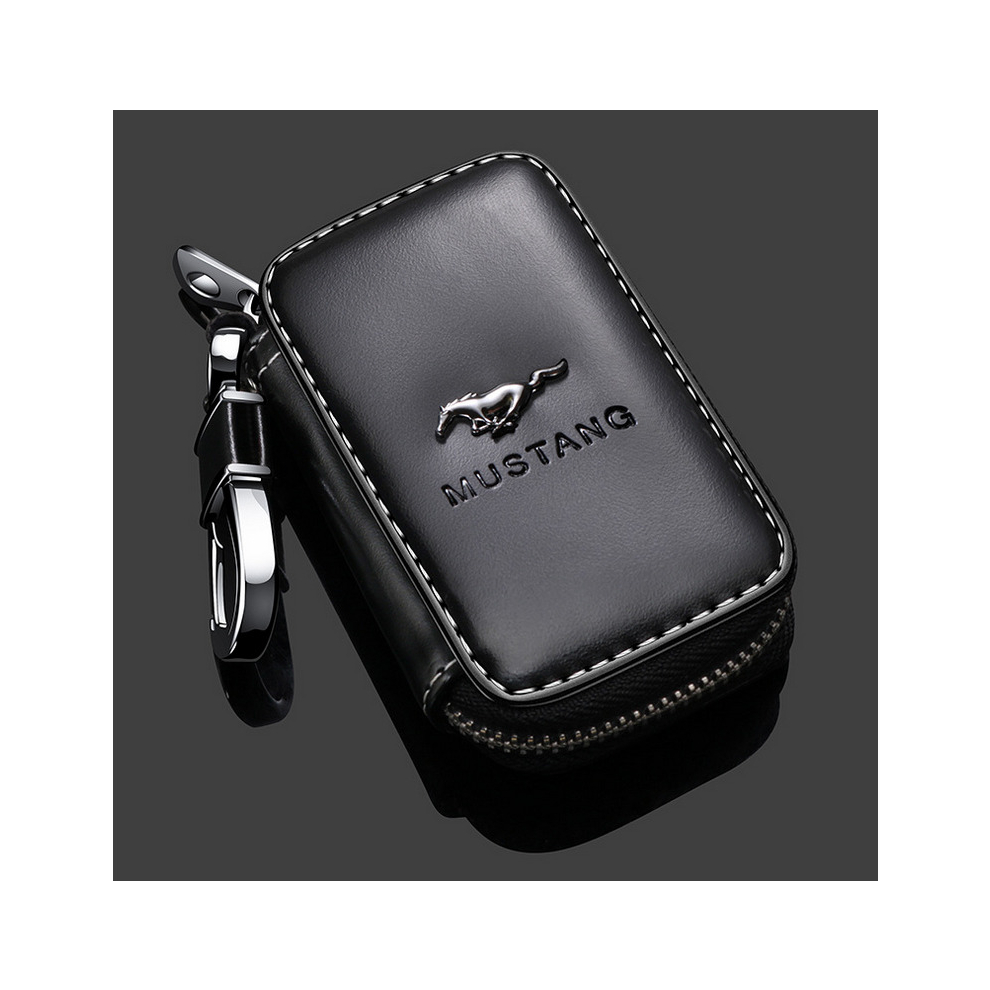 (Mustang) Fashion Anti-Scratch Leather Car Key Bag Fob Cover Chain Bag Protector 5601103455855