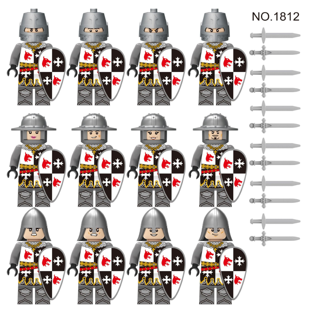 (M1812) 12pcs Medieval Knights Military dragon soldiers building blocks of ancient castles Mini Figures Fits Lego